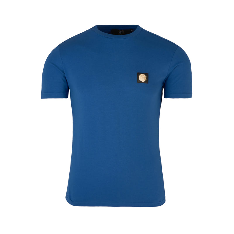 Electric blue Signature T-shirt with gold plated badge